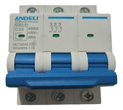 Breaker Termomagnético De 32 Amp 3 Polo Serie Adb3-63 Andeli