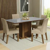 Comprar Juego De Comedor Avril Con 4 Sillas Marrón\u002Fgris\u002Fimperial Diseño de la tela de las sillas Liso