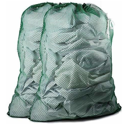 Set De 2 Bolsas De Lavandería Malla De Nailon Verde 24x36