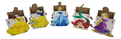 Caja Bolo Princesas Disney 10 Pzs Madera Mdf