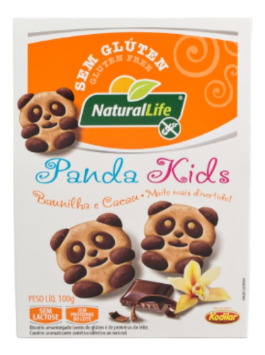 Biscoitos Panda Kids Sem Gluten E Lactose Baunilha Cacau 100