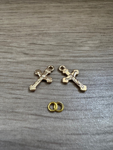 Abalorio Cruz 12x18mm Inri Mini Dorada , 100 Pzas