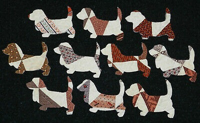 10 Antique Cutter Quilt Basset Hounds! Dogs! Wow! Scrapboo