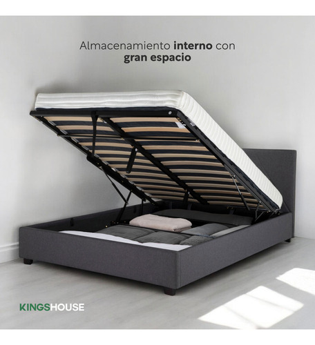 Base Cama Abatible Madera + Colchón Premium Matrimonial