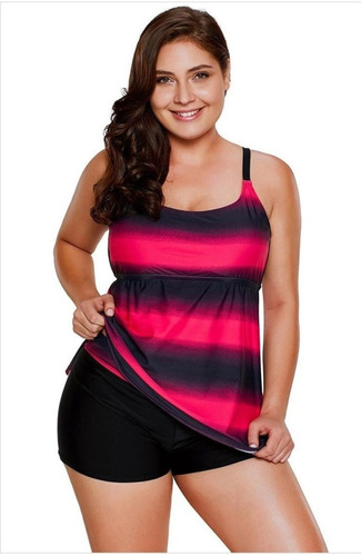 Traje De Baño Bikini Plus Size Color Celeste Y Rosa Xl A 5xl