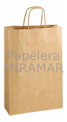 50 Bolsas 12x19x06cm Papel Kraft Misionero Madera 125gr