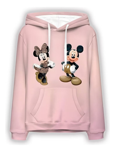 Sudadera Holgada Con Estampado Digital De Mickey Minnie Mous