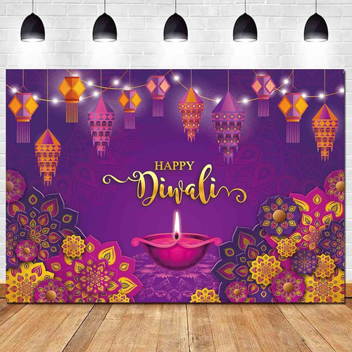 ~? Happy Diwali Photography Backdrop Lights Rangoli Lantern 