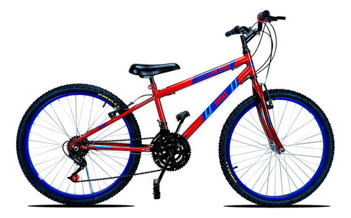 Bicicleta  de passeio Forss Urbana Spike aro 24 18v freios v-brakes câmbios Index 3v y Index 6v cor vermelho com descanso lateral