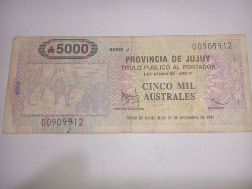 Bono Provincia Jujuy 5000 Australes