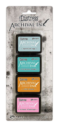 Distress Archival Mini Kit Tinta 4  Huevo Moteado Rama Hoja