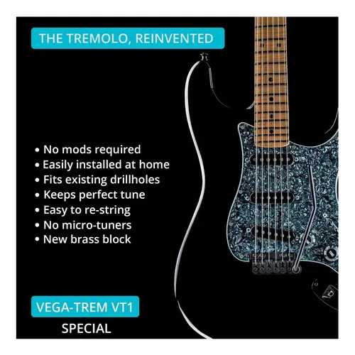 Vega Trem Vt1 Ponte De Trêmolo Padrão Especial Para Strat Preto