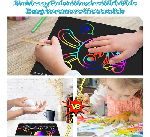 Smasiagon Scratch Paper Art Set For Kids: 2 Pack Scratch ...