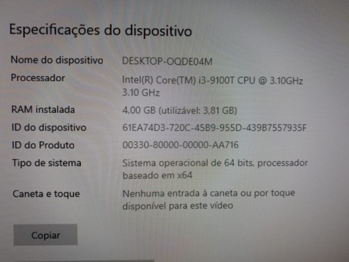 Imagem 7 de 8 de Mini Pc Dell 3070 I3-9100t 9ª Ger