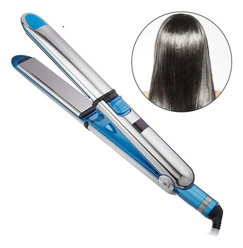 Plancha De Cabello Frigga Fa-1077 Plateada Y Azul