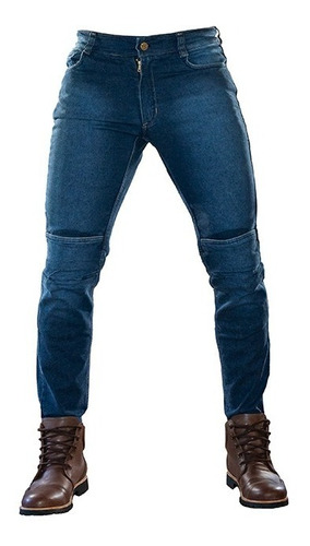 Pantalón Jean Moto Brooklyn Proteccion Kingman Azul Bamp 