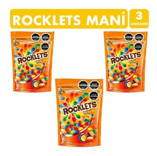 Rocklets Naranjo - Maní En Formato Doypack (pack Con 3 Un)