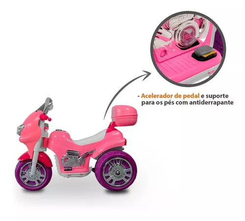 Moto Elétrica Infantil Sprint Grande Menina Capacete 12v