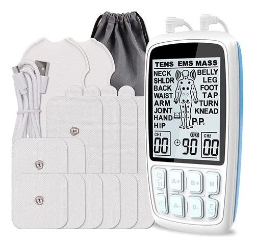 Conree Dual Channel Tens Unit Ems Estimulador Muscular Con 2