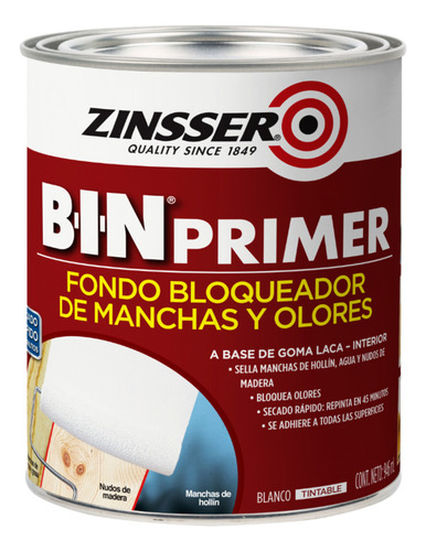 Fondo Bloqueador Manchas Y Olores Zinsser Bin Primer 3.785lt