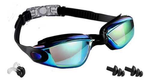 Goggles Natación Profesional Protección Uv Antiniebla Vista Color Negro