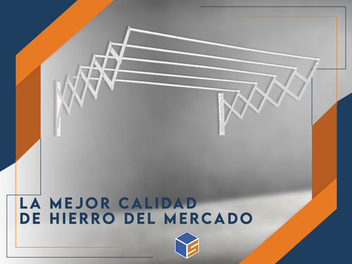 Imagen 9 de 11 de Tender Ropa Extensible Pared Plegable 80cm 10 Varillas