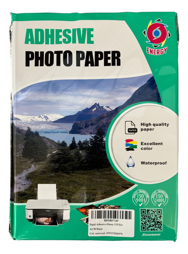 Papel Fotográfico Adhesivo 115 Gramos Glossy A4 100 Hojas 