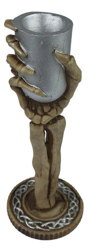 Castiçal Mão Esqueleto - 20 Cm X 8 Cm (velas 3 Cm)