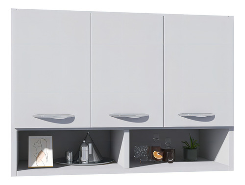 Mueble de cocina con 2 mostradores de pared con separadores, 1,50 m, color blanco