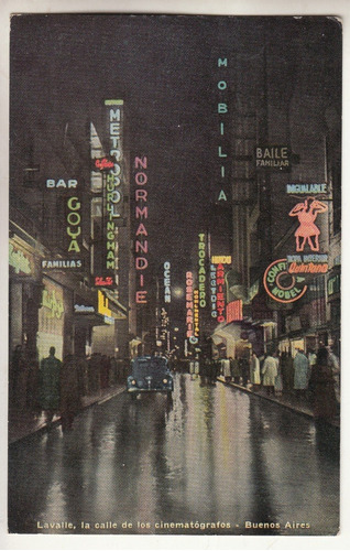1956 Postal Vista Nocturna Cines De Corrientes Buenos Aires