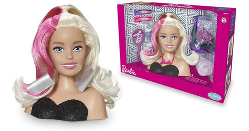Boneca Barbie Busto Maquiagem E Cabelo Com Acessórios Pupee