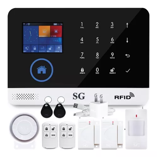 Sistema de seguridad de alarma, alarma antirrobo inalámbrica DIY Kit de 18  piezas con control GSM y WiFi APP para el hogar y la tienda - Compatible