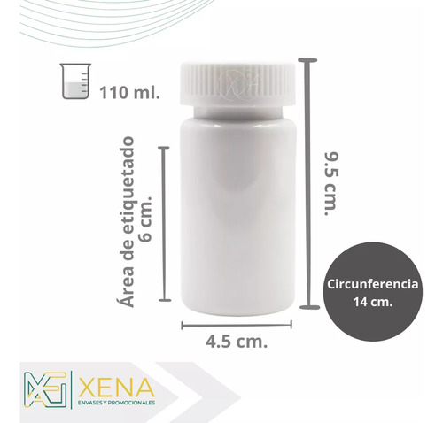 Envase Botella Pet Blanco 110 Ml Pastillas Capsulas X 30 Pzs
