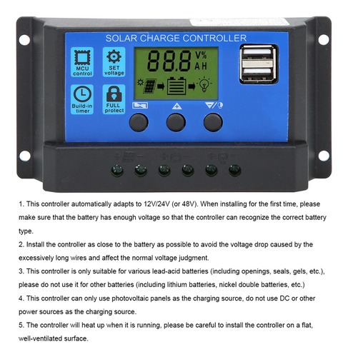 Controlador De Panel Solar Pantalla Lcd Control De Carga De
