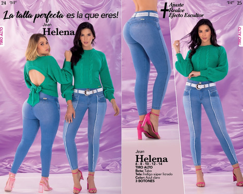 Jeans Mujer Lycrado Levanta Cola, Bota Pitillo Y Tiro Alto