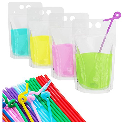 100 Pcs Drink Pouches For Adults, Clear Juice Pouches, ...