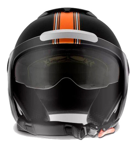 Capacete New Atomic Skull Riders Preto/laranja Fosco