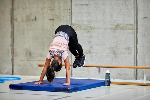 Camiseta Infantil Ginástica 500 - Cor Rosa-cinza-branco
