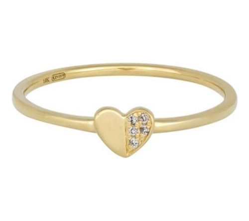 Anillo Con Corazón Oro 18k Y Diamantes