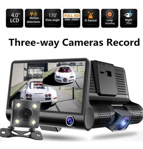 Dash Cam 1080p Para Carro Triple Cámara 3 En 1 Para Carro