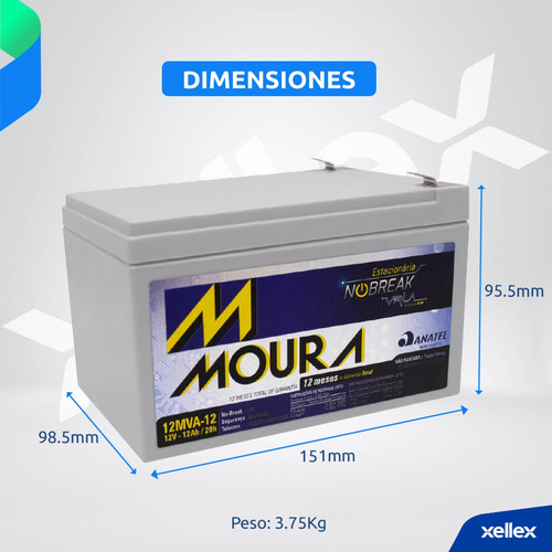 Batería Recargable Sellada 12v 12ah Moura 12mva12 Ups Alarma