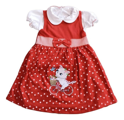 Conjunto Algodón Vestido Y Polera Manga Corta / 2-3 Años