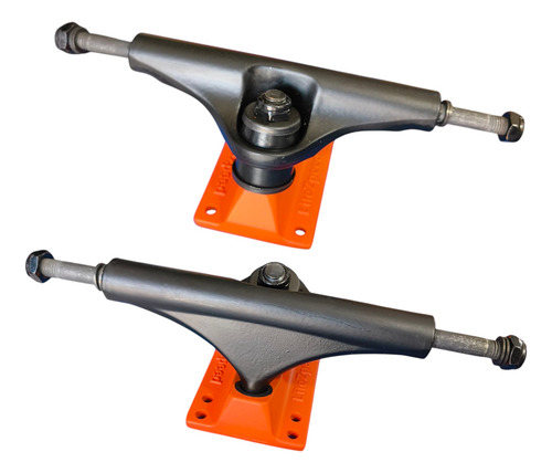 Trucks Skateboard Litezpeed+ruedas 52mm+baleros Abec 9 Plata/naranja