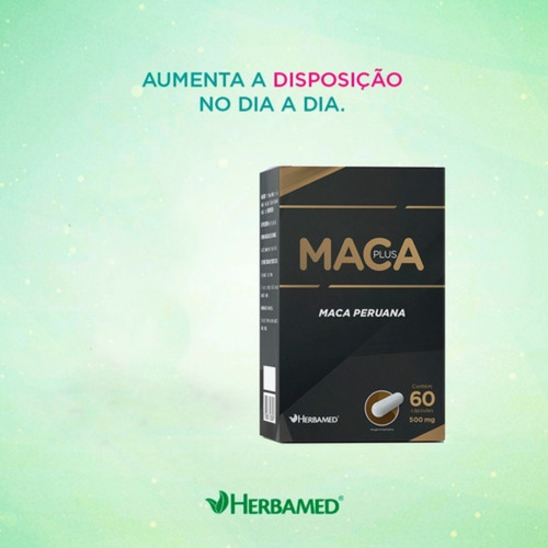 Maca peruana Plus Herbamed 500 mg con 60 cápsulas sin sabor y sin sabor