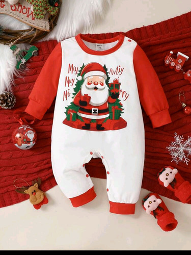 Mono Estampado De Navidad Talla 3 A 6 Meses Body Niños Niñas