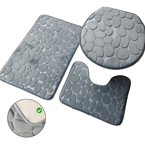 Juego Accesorios Baño 3 Pcs,tapetes Para Baño Antiderrapante