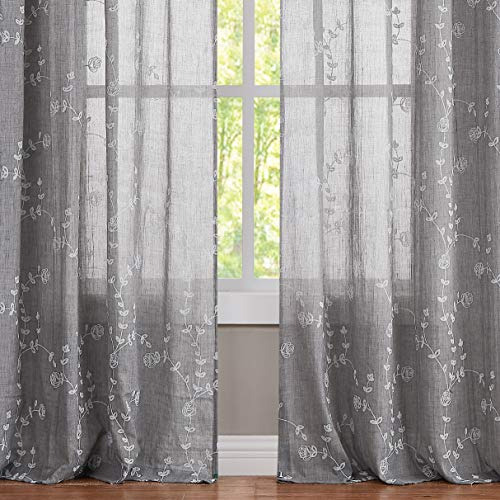 Cortinas Traslúcidas Con Estampado De Flores De Rosa Y Botán