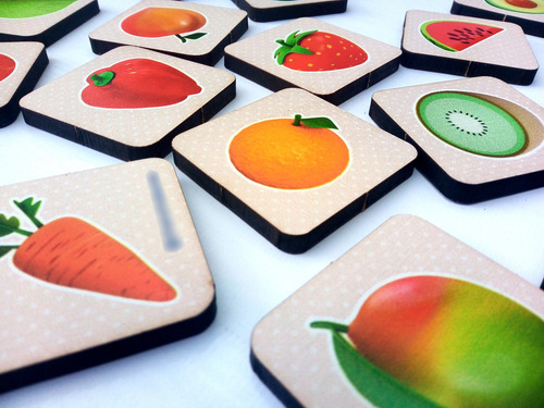 Fichas En Madera De Frutas Y Verduras, Con Imán