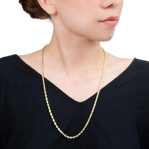 Cadena Collar Torsal 3.5mm 60cm Oro Italiano Hueco 10k Color Dorado