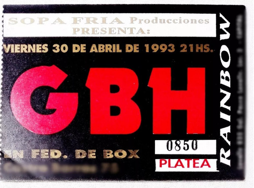 Entrada De Gbh Federacion De Box Año 1993